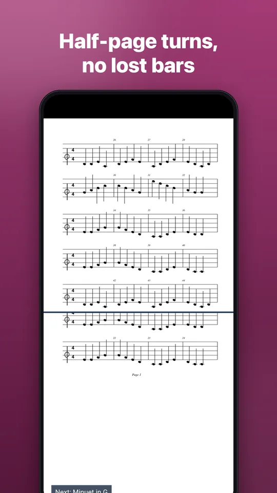 Screenshot: Half-page turns, no lost bars