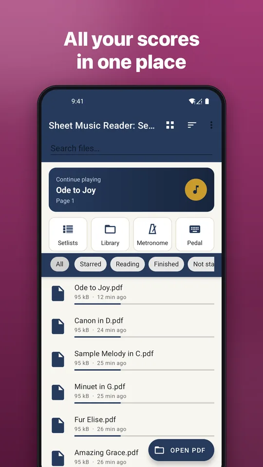 Screenshot: All your scores in one place